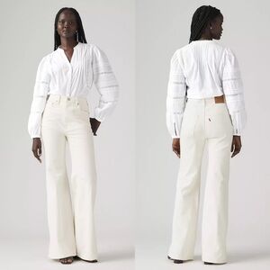 NWT Levi's Ribcage Bell Flare Jeans Disco Nights White Size 28 x 32